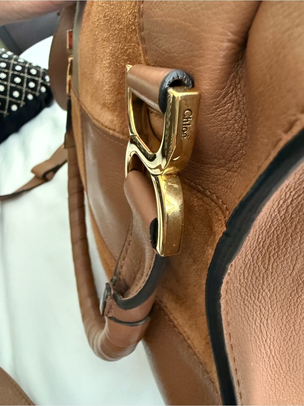 The Chloé Marcie Leather & Suede Patchwork Satchel in Dusty Tan NWT - Picture 16 of 17